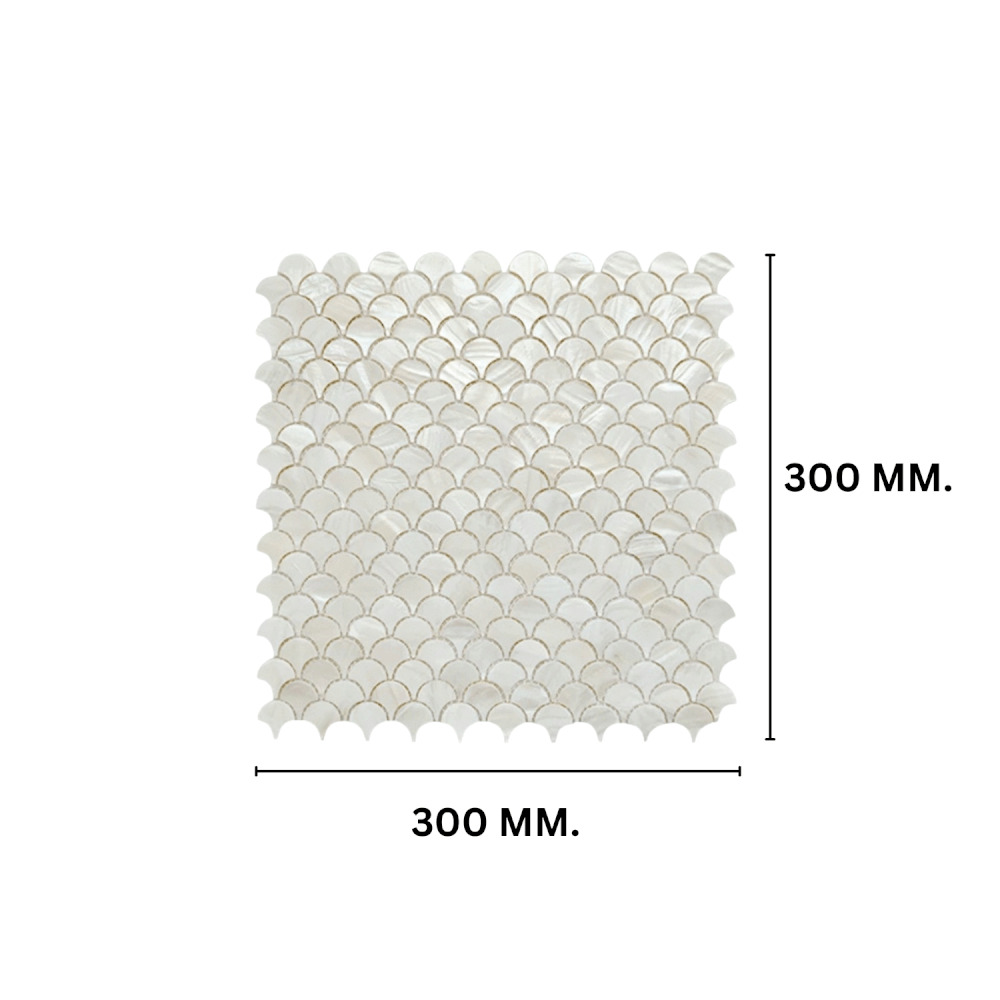 โมเสคเปลือกหอย TIMELESS TILES รุ่น PEARL SEASHELL MOSAIC 30 X 30 ซม. สีขาว IVORY WHITE ทรงพัด ผิวเงา_1